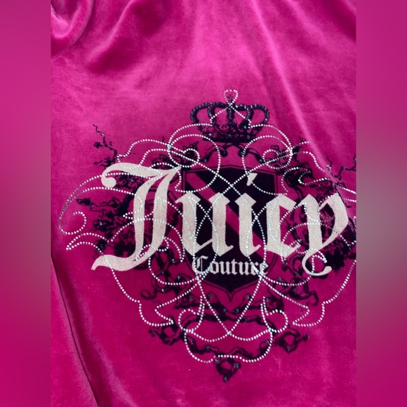 Juicy Couture hot pink fuchsia velour full zip hoodie-size large - Picture 5 of 5
